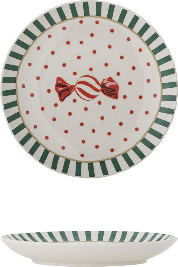 Bílý dezertní talíř s vánočním motivem z kameniny ø 16 cm Yule – Bloomingville