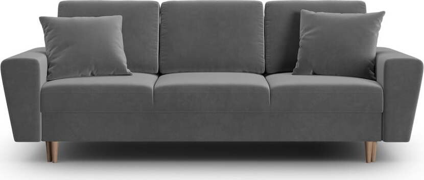 Světle šedá sametová rozkládací/s úložným prostorem pohovka 235 cm Kyoto – Cosmopolitan Design