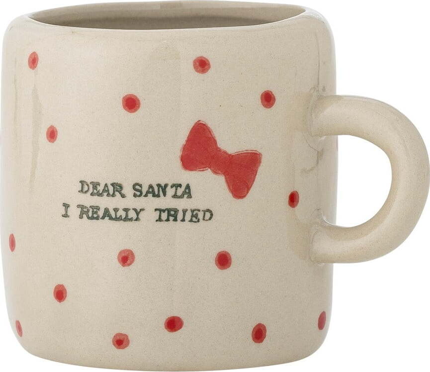 Béžový hrnek s vánočním motivem z kameniny 250 ml Christy – Bloomingville