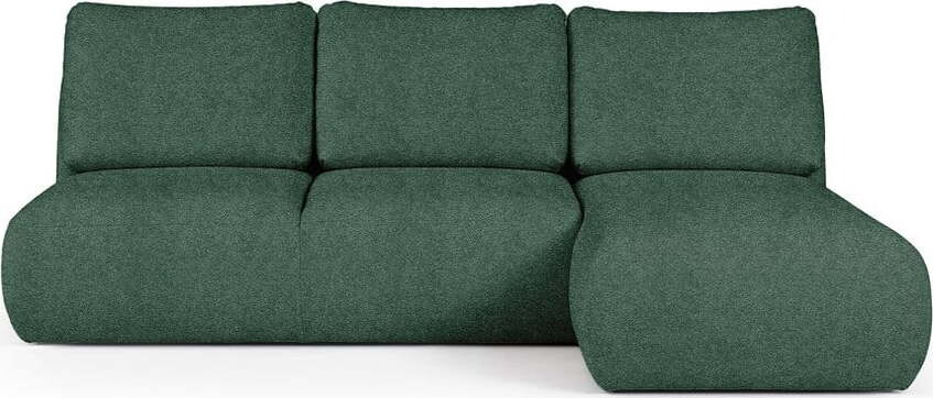 Zelená rohová pohovka z textilie bouclé (pravý roh/s lenoškou) Mirel – Rodier