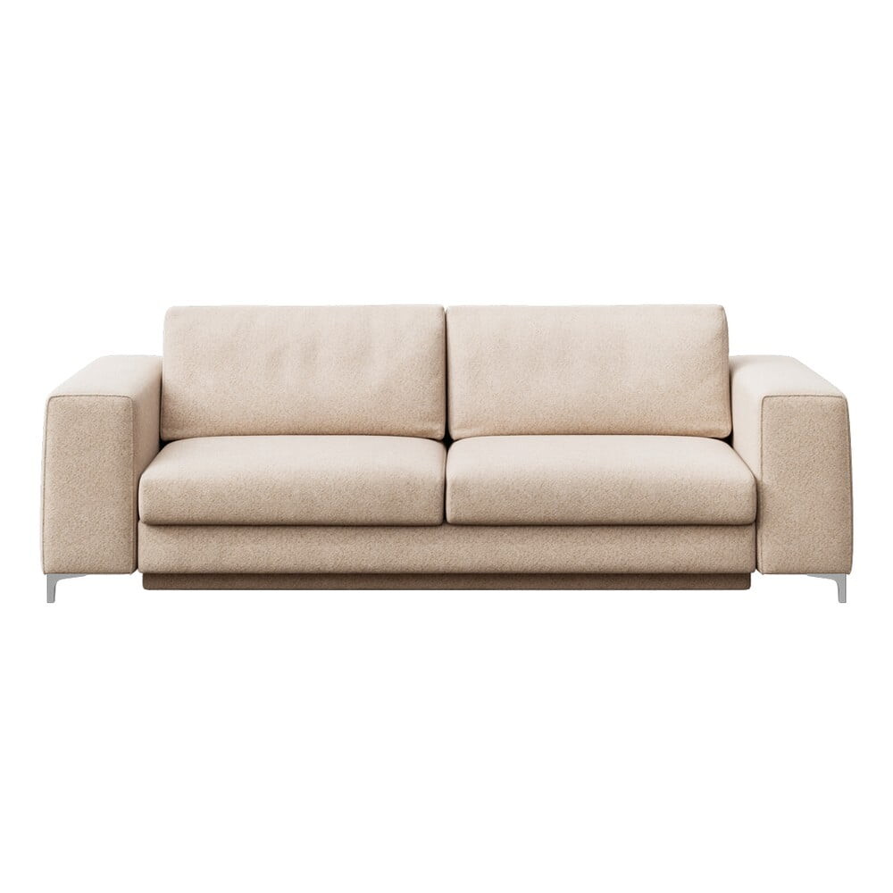 Béžová rozkládací pohovka z textilie bouclé 256 cm Rene – Rodier