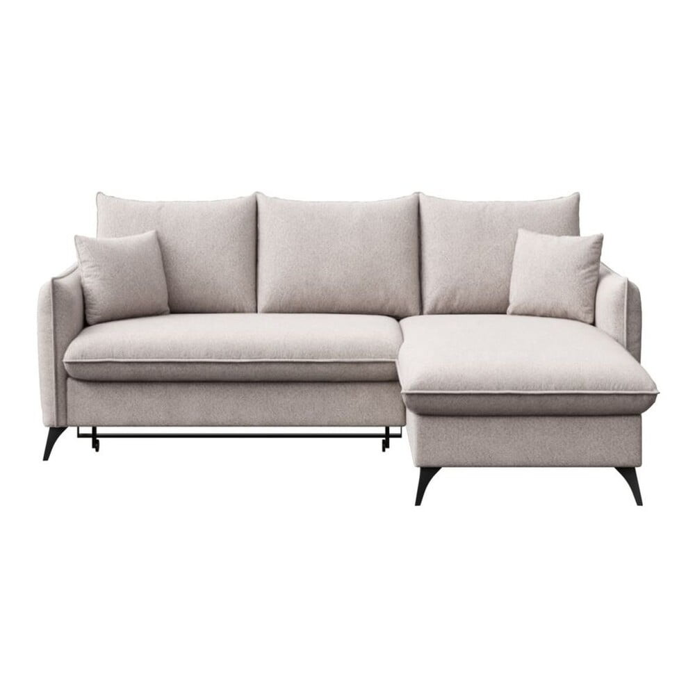 Šedá rozkládací/s úložným prostorem rohová pohovka z textilie bouclé (pravý roh/s lenoškou) Brim – Rodier