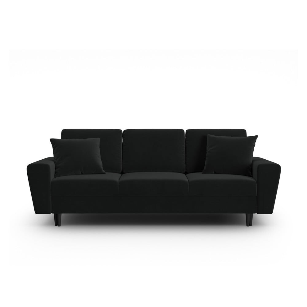 Černá sametová rozkládací/s úložným prostorem pohovka 235 cm Kyoto – Cosmopolitan Design