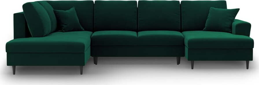 Zelená sametová rozkládací/s úložným prostorem rohová pohovka (levý roh/do