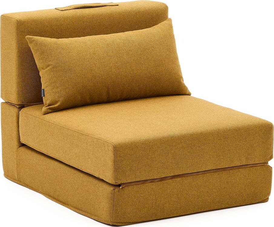 Rozkládací křeslo v hořčicové barvě Arty – Kave Home