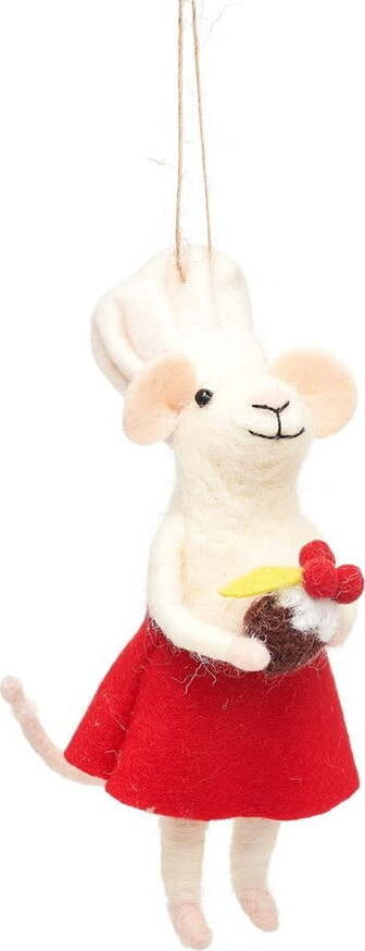 Vlněná ručně vyrobená vánoční ozdoba 14 cm Mary Baker Mouse – Sass & Belle