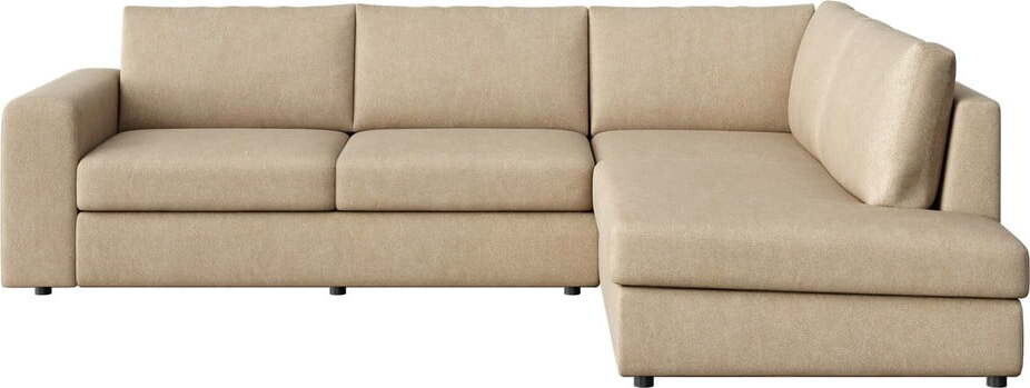 Světle hnědá sametová rohová pohovka (pravý roh/do L) Baga – Rodier