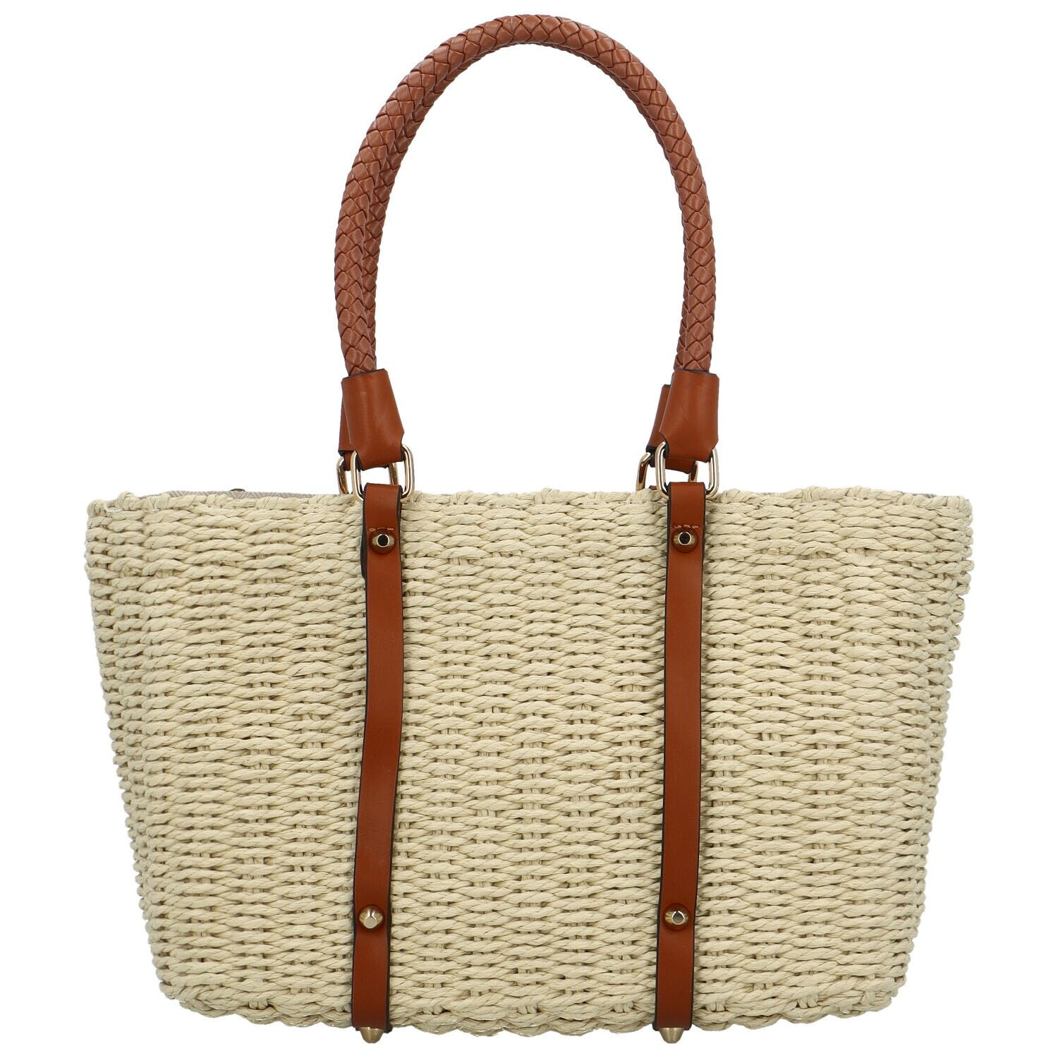 Módní dámská pletená kabelka na rameno Anika, krémová