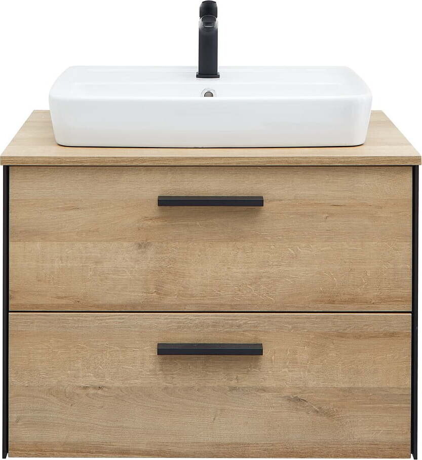 Závěsná skříňka bez umyvadla v dekoru dubu v přírodní barvě 51x72 cm Quickset 395 – Pelipal