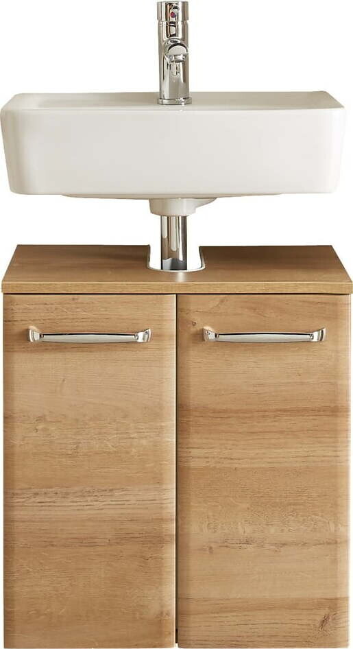 Závěsná skříňka bez umyvadla v dekoru dubu v přírodní barvě 53x60 cm Quickset 318 – Pelipal