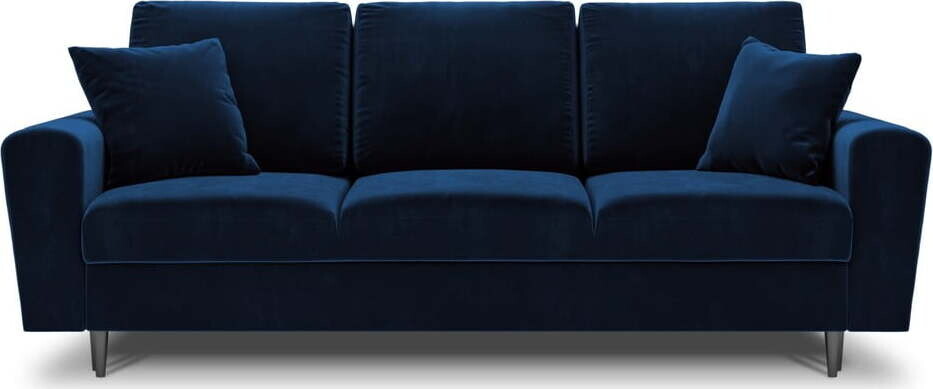 Modrá sametová rozkládací/s úložným prostorem pohovka 235 cm Kyoto – Cosmopolitan Design