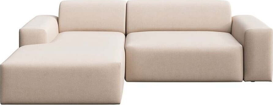 Béžová sametová rohová pohovka (levý roh/s lenoškou) Villet – Rodier