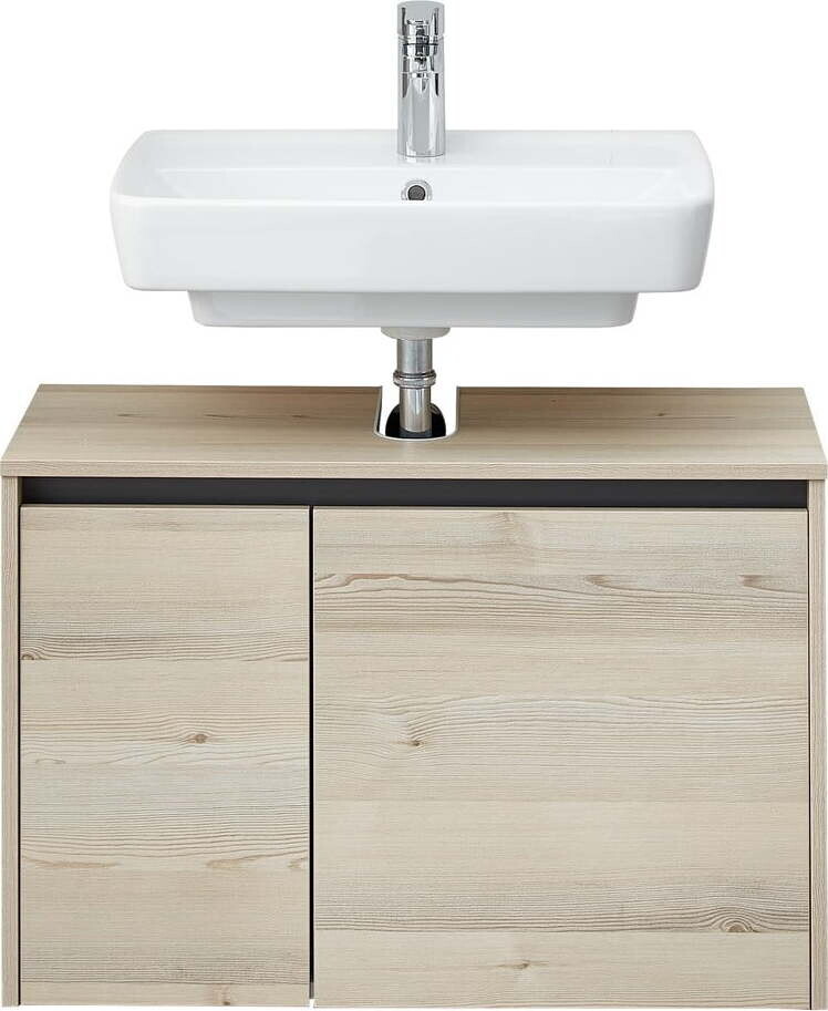 Závěsná skříňka bez umyvadla v dekoru borovice v přírodní barvě 53x80 cm Quickset 393 – Pelipal