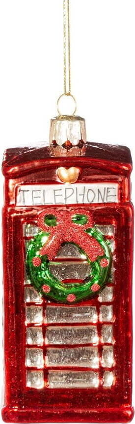 Skleněná ručně vyrobená vánoční ozdoba 11 cm Phone Box – Sass & Belle