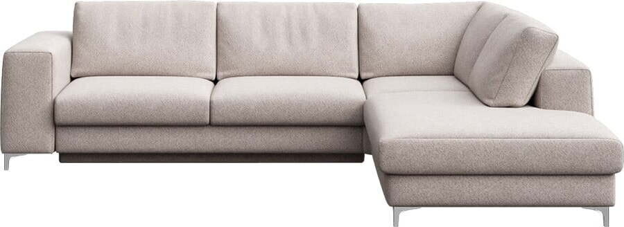 Světle šedá rozkládací/s úložným prostorem rohová pohovka z textilie bouclé (pravý roh/do L) Rene – Rodier