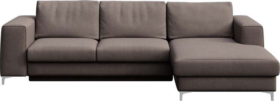 Taupe sametová rozkládací/s úložným prostorem rohová pohovka (pravý roh/s lenoškou) Rene – Rodier