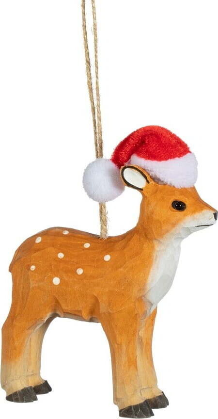 Dřevěná ručně vyrobená vánoční ozdoba 10 cm Deer – Sass & Belle