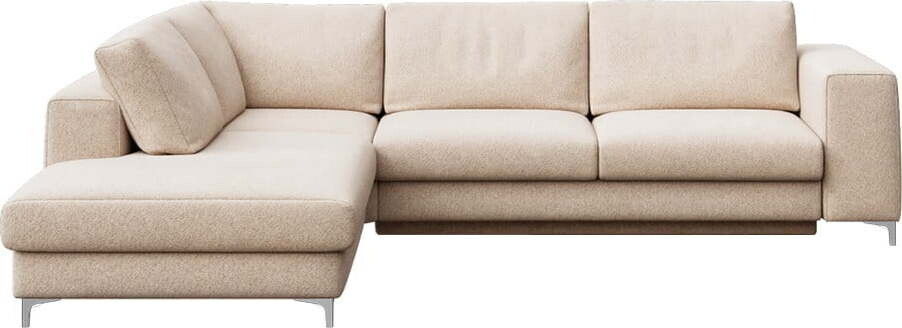 Béžová rozkládací/s úložným prostorem rohová pohovka z textilie bouclé (levý roh/do L) Rene – Rodier