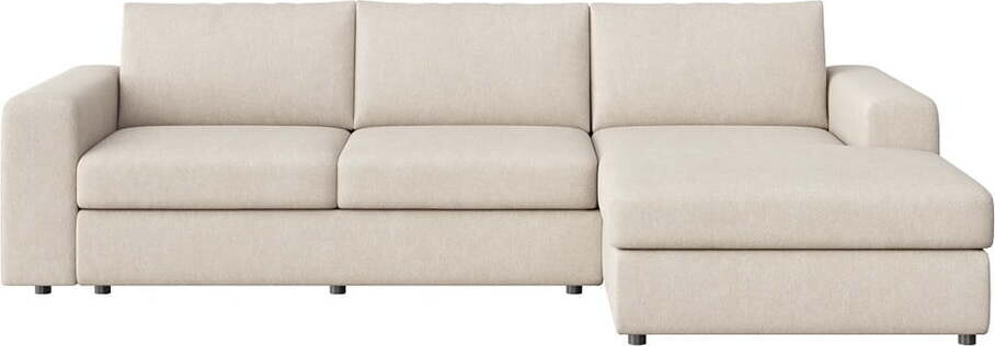 Béžová sametová rohová pohovka (pravý roh/s lenoškou) Baga – Rodier