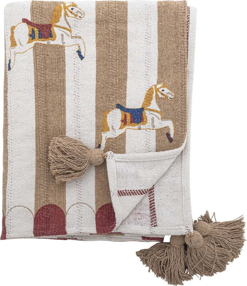 Bílo-hnědá deka 130x160 cm Merry-go-round – Bloomingville