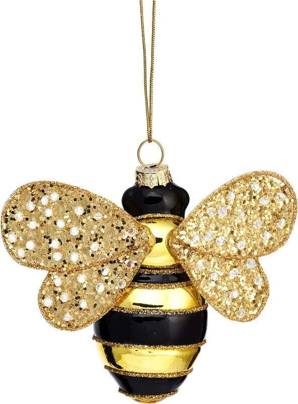 Skleněná ručně vyrobená vánoční ozdoba 7 cm Bee – Sass & Belle