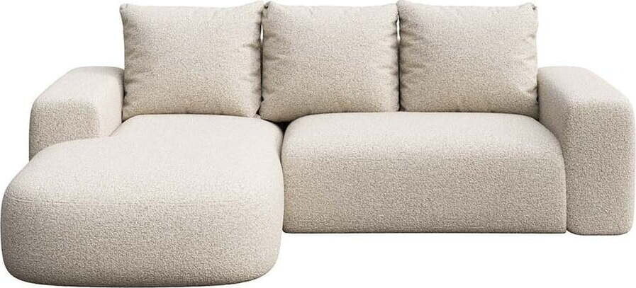 Béžová rohová pohovka z textilie bouclé (levý roh/s lenoškou) Monce – Rodier