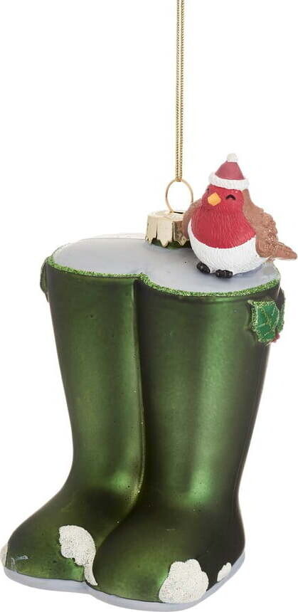 Skleněná ručně vyrobená vánoční ozdoba 12 cm Christmas Wellies – Sass & Belle
