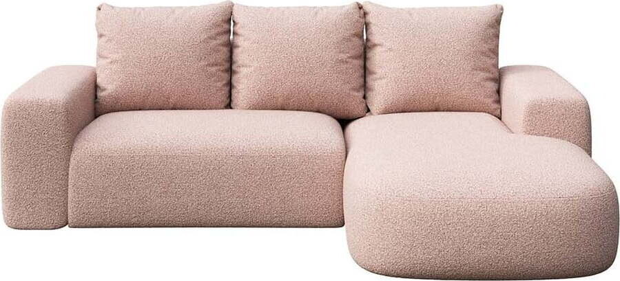 Růžová rohová pohovka z textilie bouclé (pravý roh/s lenoškou) Monce – Rodier