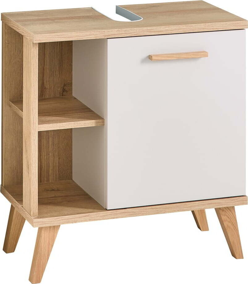 Krémová skříňka pod umyvadlo v dekoru dubu 60,5x65 cm Quickset 966 – Pelipal