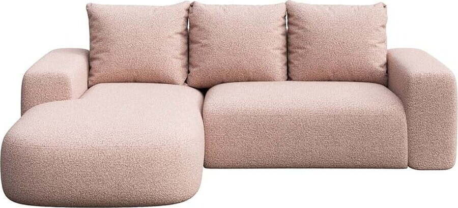 Růžová rohová pohovka z textilie bouclé (levý roh/s lenoškou) Monce – Rodier
