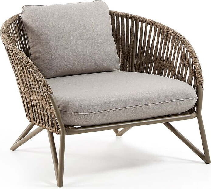 Světle šedé/hnědé kovové zahradní křeslo Branzie – Kave Home