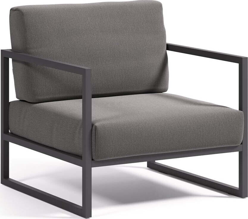 Tmavě šedé kovové zahradní křeslo Comova – Kave Home