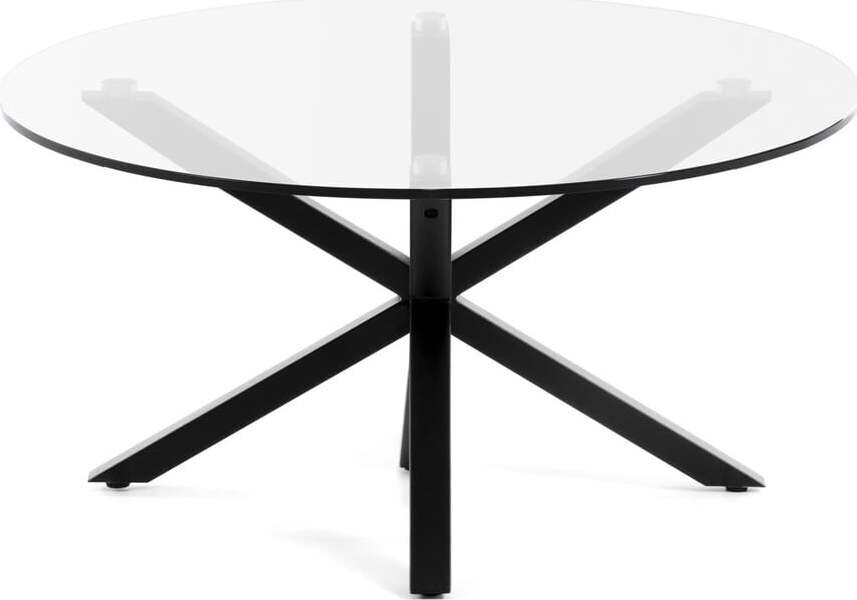 Černý kulatý konferenční stolek se skleněnou deskou ø 82 cm Argo – Kave Home