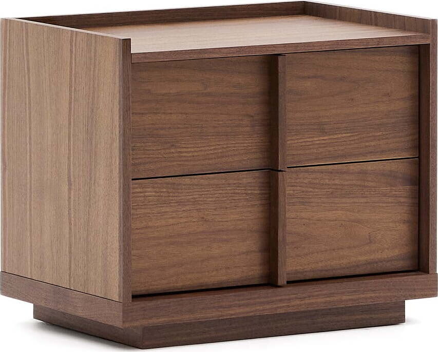 Tmavě hnědý noční stolek v dekoru ořechu Onix – Kave Home