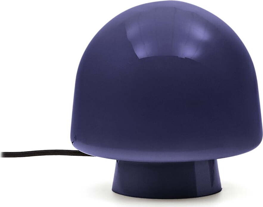 Tmavě modrá stolní lampa se skleněným stínidlem (výška 20 cm) Reig – Kave Home