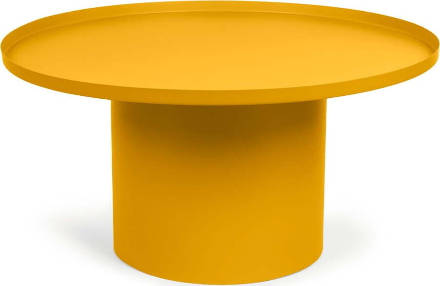 Kovový kulatý konferenční stolek v hořčicové barvě ø 72 cm Fleksa – Kave Home