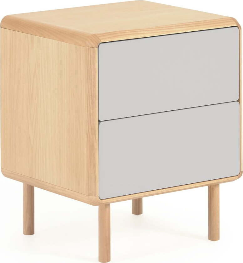 Šedý/v přírodní barvě noční stolek Anielle – Kave Home