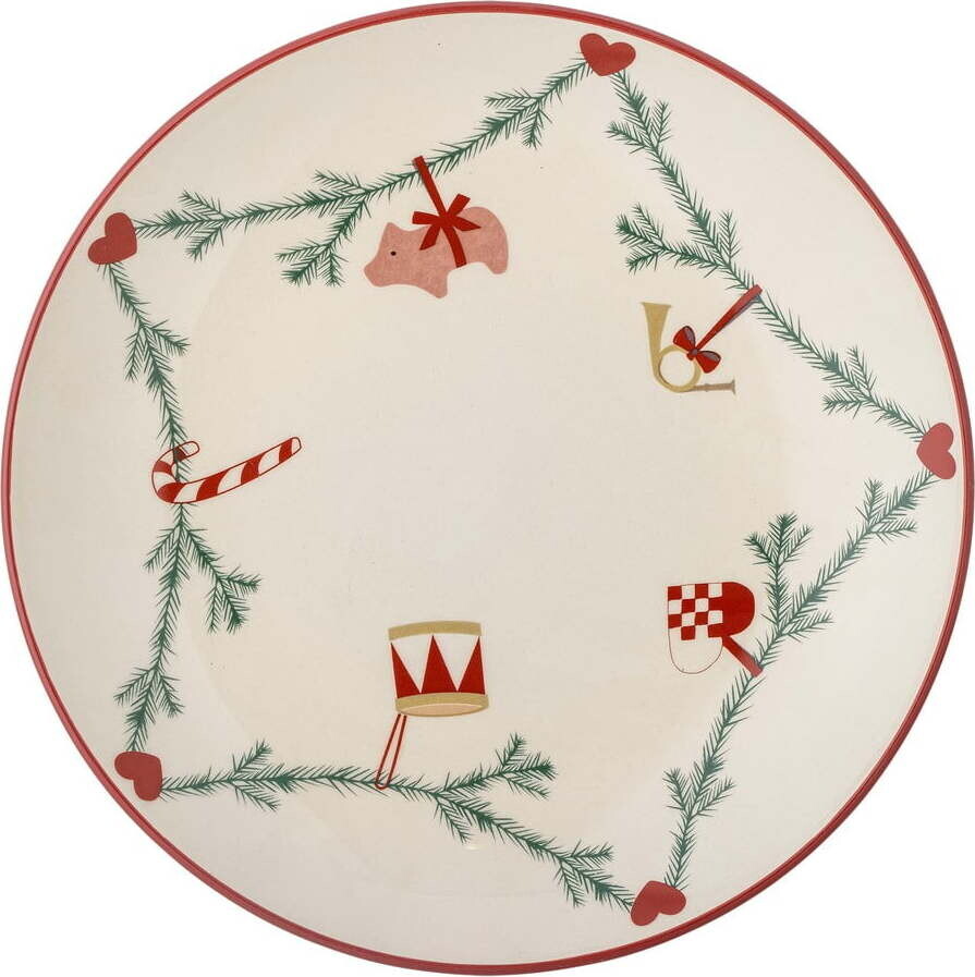 Krémový talíř s vánočním motivem z kameniny ø 25,5 cm Yule – Bloomingville