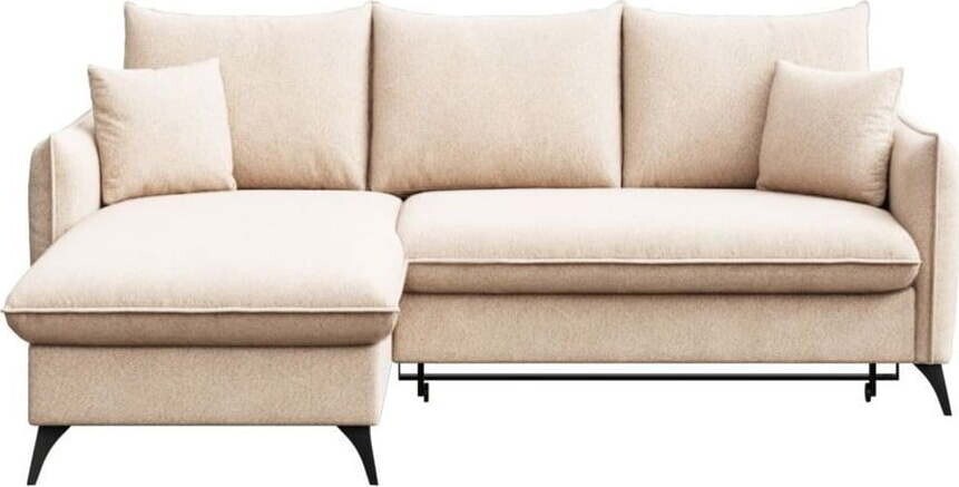 Béžová rozkládací/s úložným prostorem rohová pohovka z textilie bouclé (levý roh/s lenoškou) Brim – Rodier