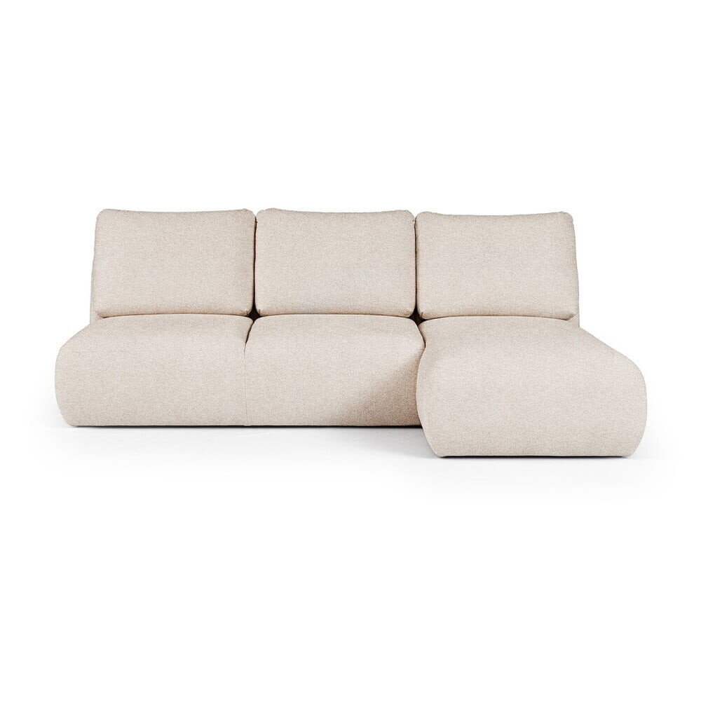 Krémová rohová pohovka z textilie bouclé (pravý roh/s lenoškou) Mirel – Rodier