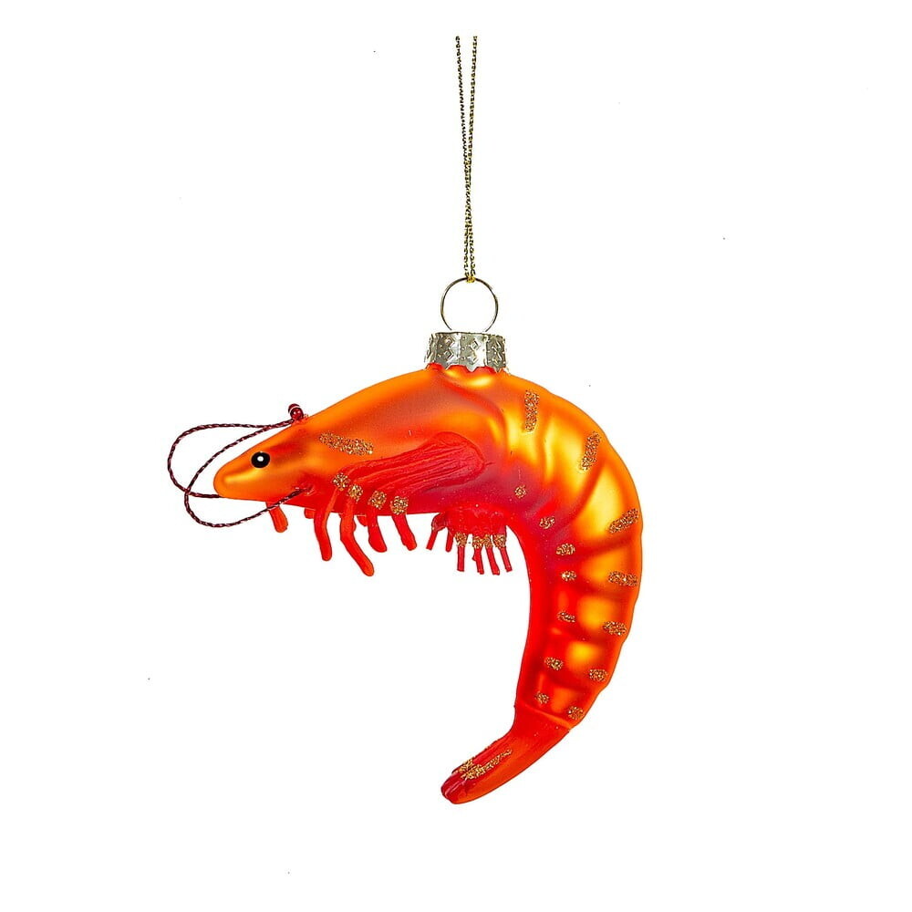 Skleněná ručně vyrobená vánoční ozdoba 8 cm King Prawn – Sass & Belle