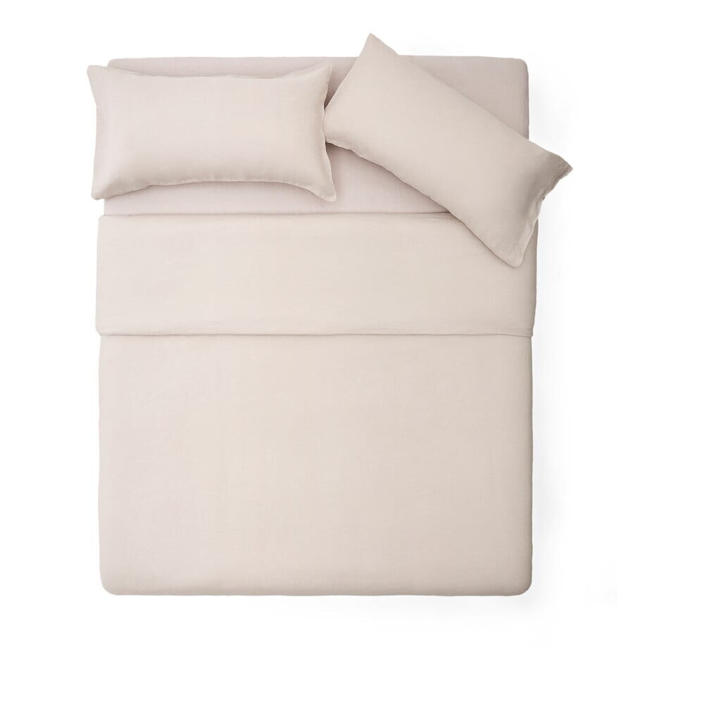 Povlečení šedobéžové na dvoulůžko/prodloužené s příměsí lnu 260x240 cm Simmel – Kave Home