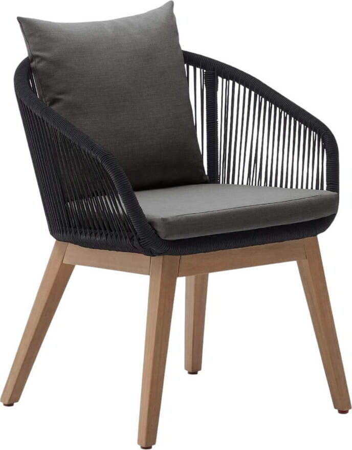 Černé dřevěné zahradní křeslo Portalo – Kave Home