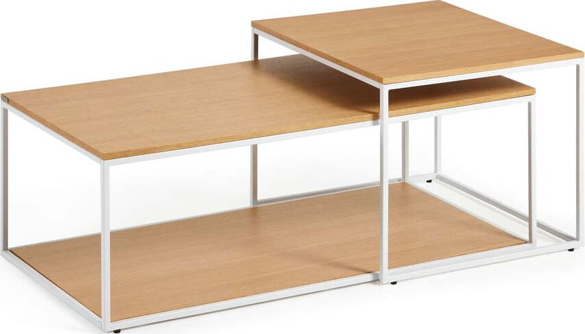 Konferenční stolky v sadě ve světle přírodní barvě 2 ks s deskou v dubovém dekoru 50x100 cm Yoana – Kave Home