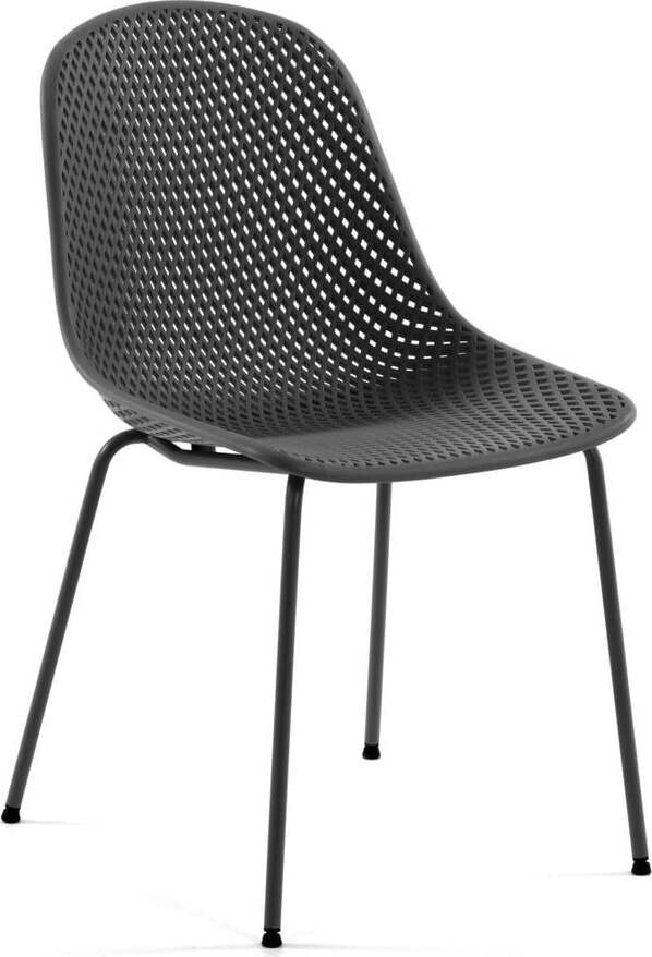 Tmavě šedá kovová zahradní židle Quinby – Kave Home