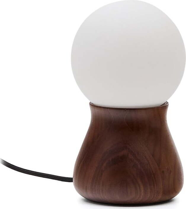 Tmavě hnědá stolní lampa z kaučukového dřeva (výška 26 cm) Okeni – Kave Home