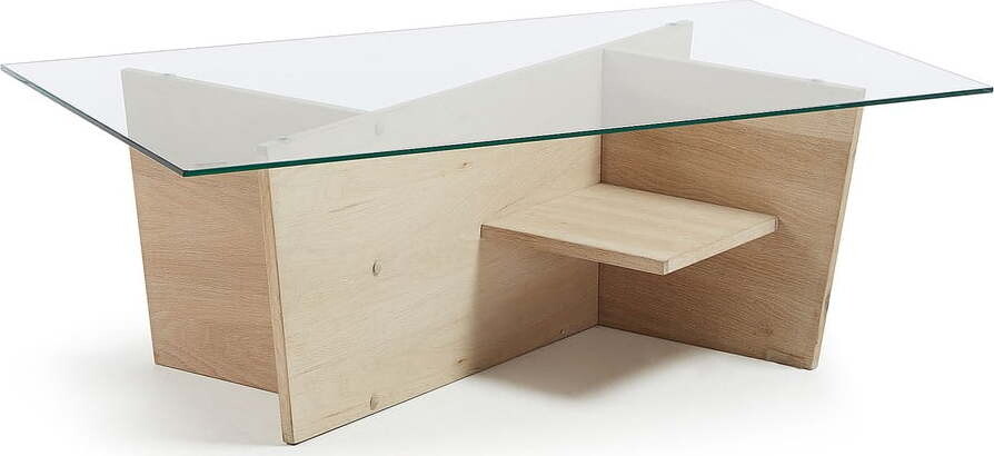 Konferenční stolek se skleněnou deskou v přírodní barvě 60x110 cm Balwind – Kave Home