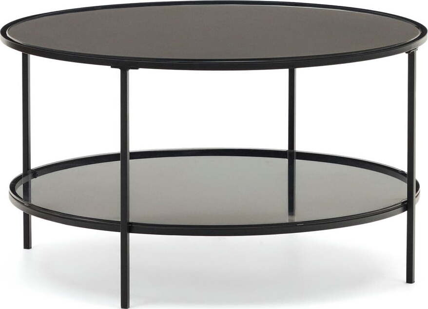 Černý kulatý konferenční stolek se skleněnou deskou ø 80 cm Gilda – Kave Home