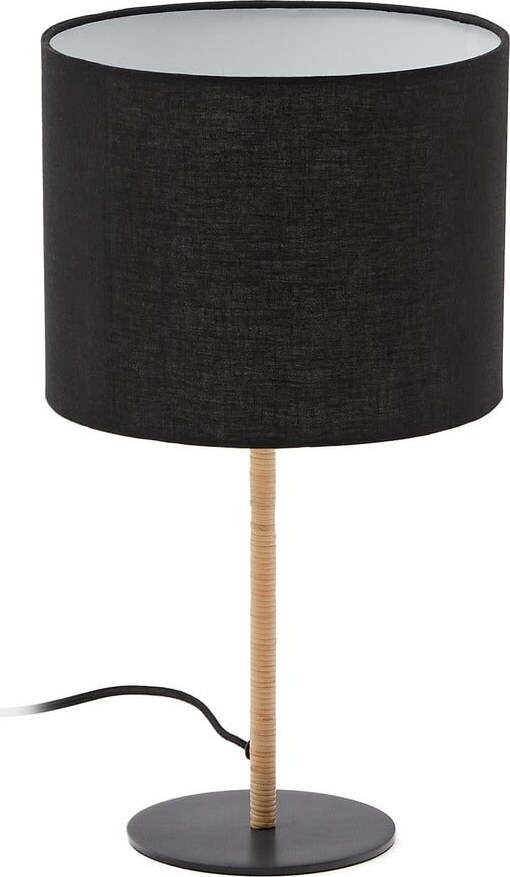 Černá stolní lampa s textilním stínidlem (výška 45 cm) Pina – Kave Home