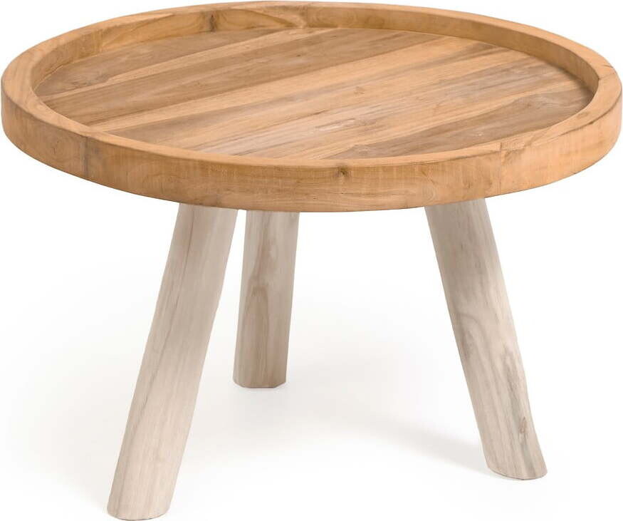 Kulatý konferenční stolek z teakového dřeva v přírodní barvě ø 55 cm Glenda – Kave Home